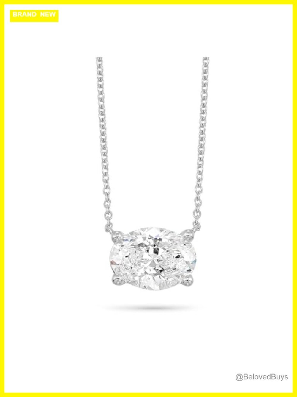 14K White Gold Lab Grown Diamond Oval Pendant Necklace